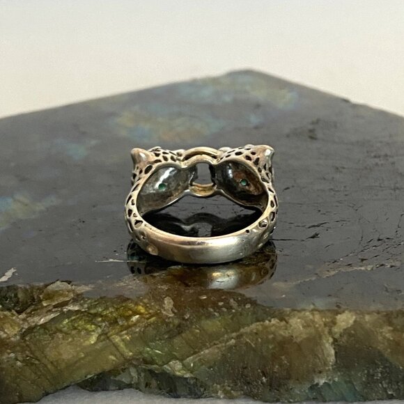 Sterling Silver 925 JED Joseph Demarco Emerald Panther Cheetah Band Ring Sz 7 - Picture 9 of 16